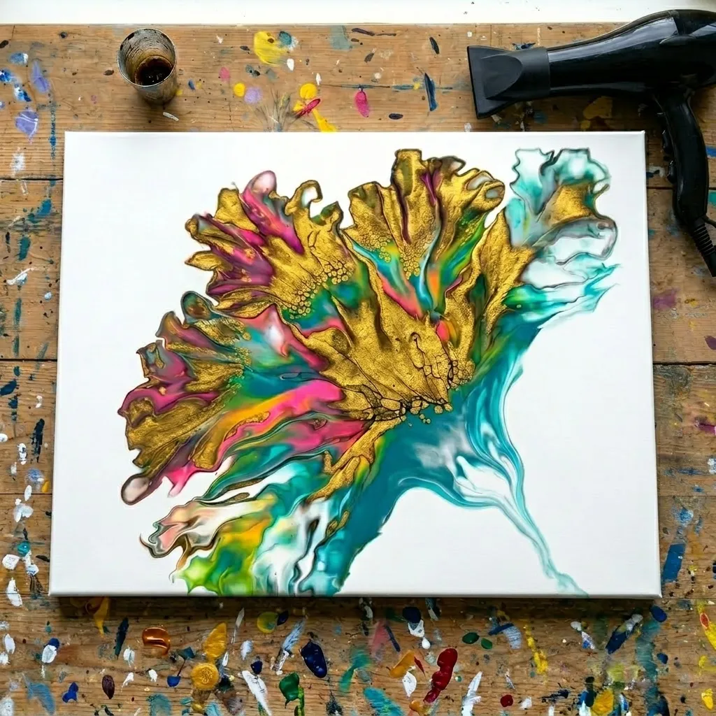 Finished abstract art from The Hairdryer Canvas Course